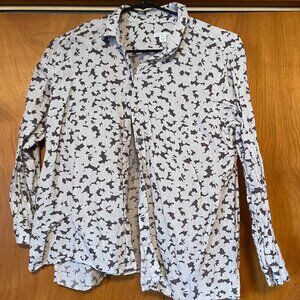 J Jill Linen Medium Light Gray w/ Dark Grey Design Print